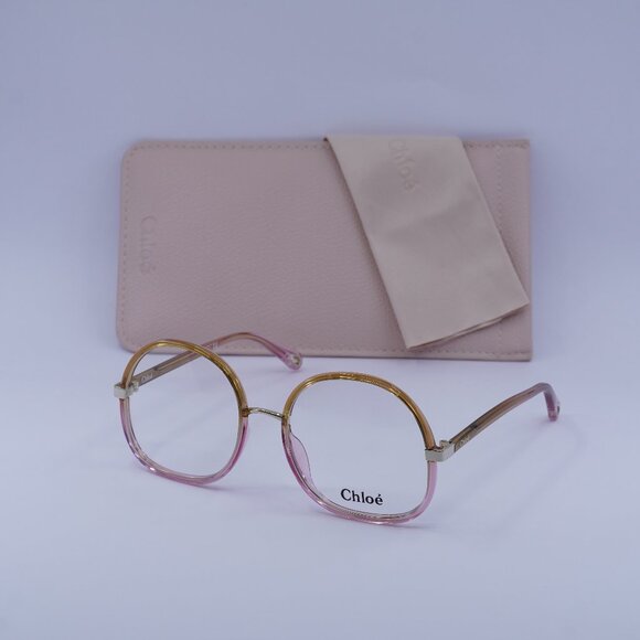Chloe CH0032O 001 Round Eyeglasses 55mm - Yellow/Pink - Picture 1 of 11